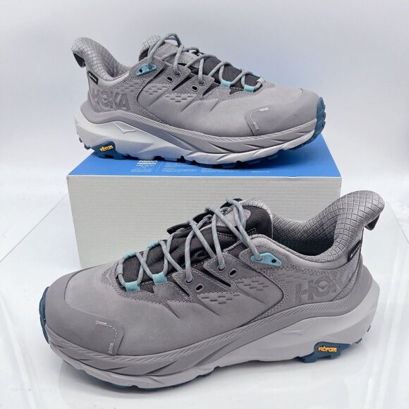 Hoka One One Kaha 2 Low GTX Trail Hiking Shoe Sharkskin/Blue Coral Womens US 9.5 - Picture 2 of 12